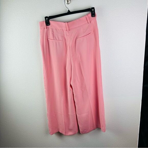 Zara Woman Pink Cropped Wide Leg Pants Size L Barbiecore - Picture 2 of 3